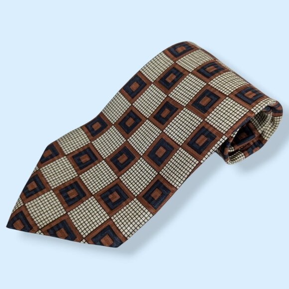 Vintage Bialucci 100% Silk Check Tie - Picture 1 of 4